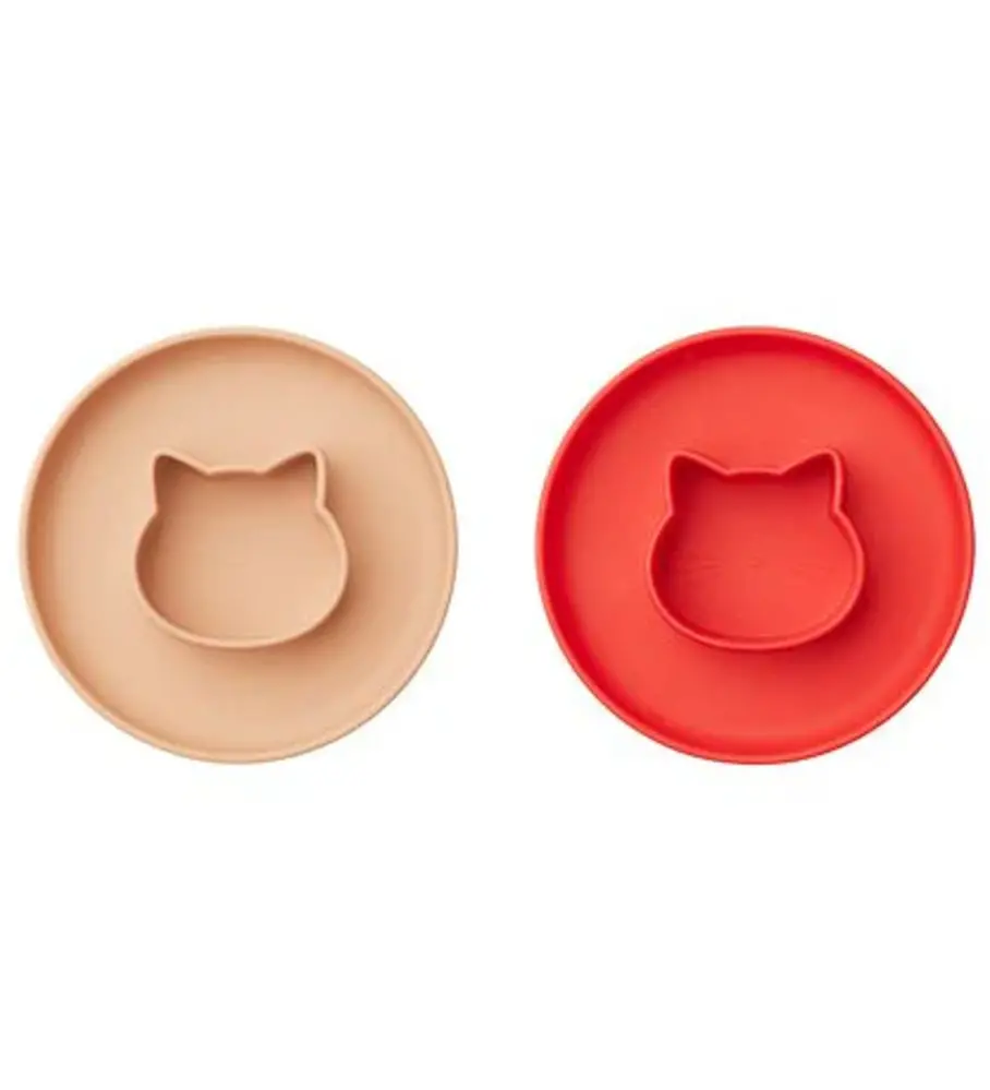 Liewood Gordon Siliconen Vakjesbord 2-pack Cat Apple Red Liewood Gordon Siliconen Vakjesbord 2-pack Cat Apple Red