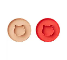 Liewood Gordon Siliconen Vakjesbord 2-pack Cat Apple Red Liewood Gordon Siliconen Vakjesbord 2-pack Cat Apple Red