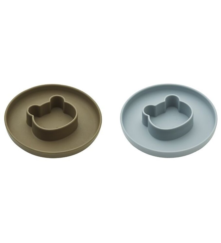 Liewood Siliconen Vakjesbord 2-pack Mr Bear Blue Fog Khaki Liewood Siliconen Vakjesbord 2-pack Mr Bear Blue Fog Khaki