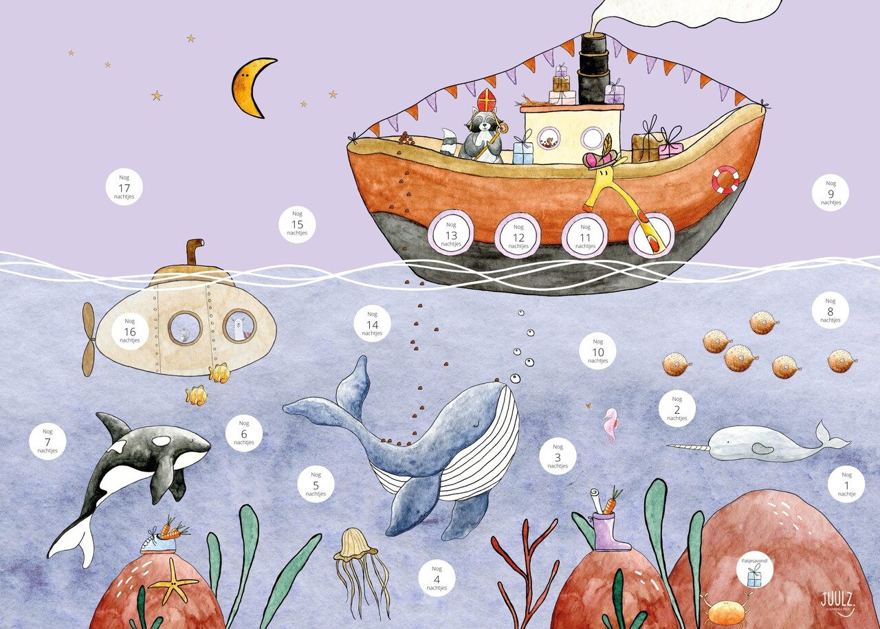 Juulz Illustrations Sinterklaas aftelkalender met stickers Juulz Illustrations Sinterklaas aftelkalender met stickers