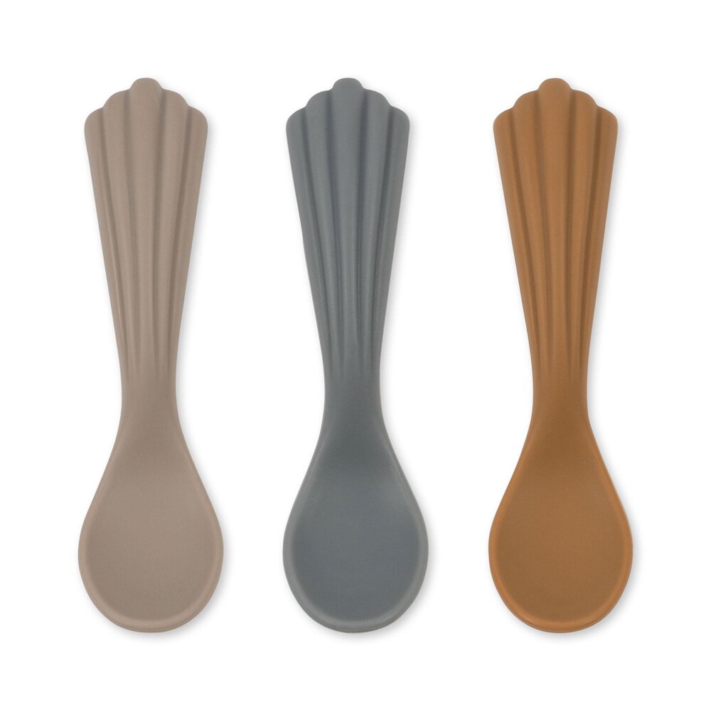 Konges Slojd Silicone Lepels Shell 3 Pack Warm Grey Konges Slojd Silicone Lepels Shell 3 Pack Warm Grey
