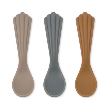 Konges Slojd Silicone Lepels Shell 3 Pack Warm Grey Konges Slojd Silicone Lepels Shell 3 Pack Warm Grey