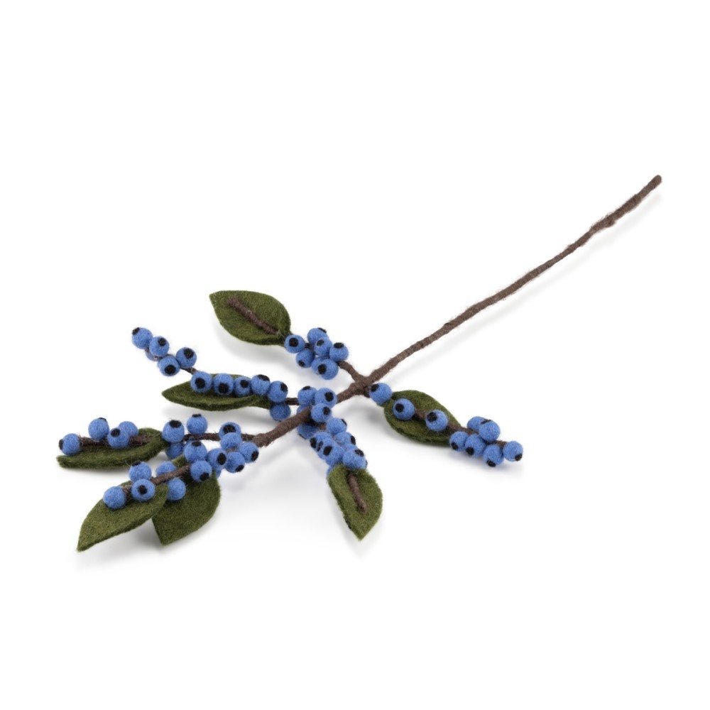 Decoratie Bloem Tak Bes Blauw afbeelding