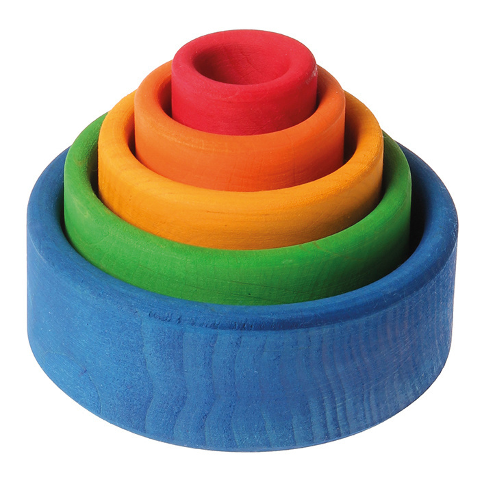 Houten Stapelbakjes Rond Blauw afbeelding