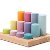 Grimm's Stapel- en sorteerspel pastel rollers in sorteerbord Grimm's Stapel- en sorteerspel pastel rollers in sorteerbord