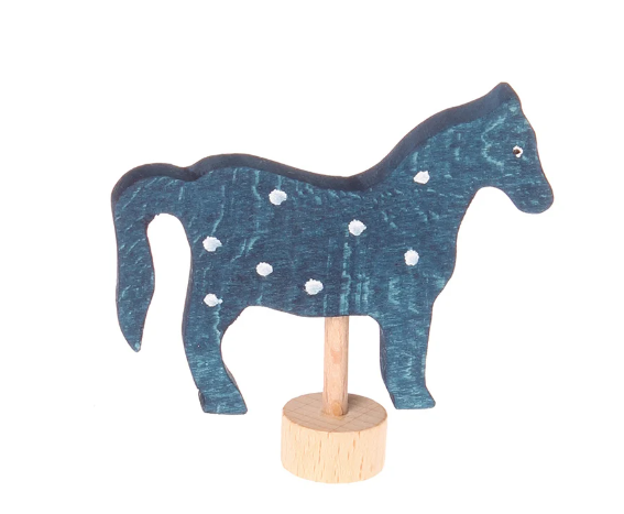 Houten Steker Paard Blauw afbeelding