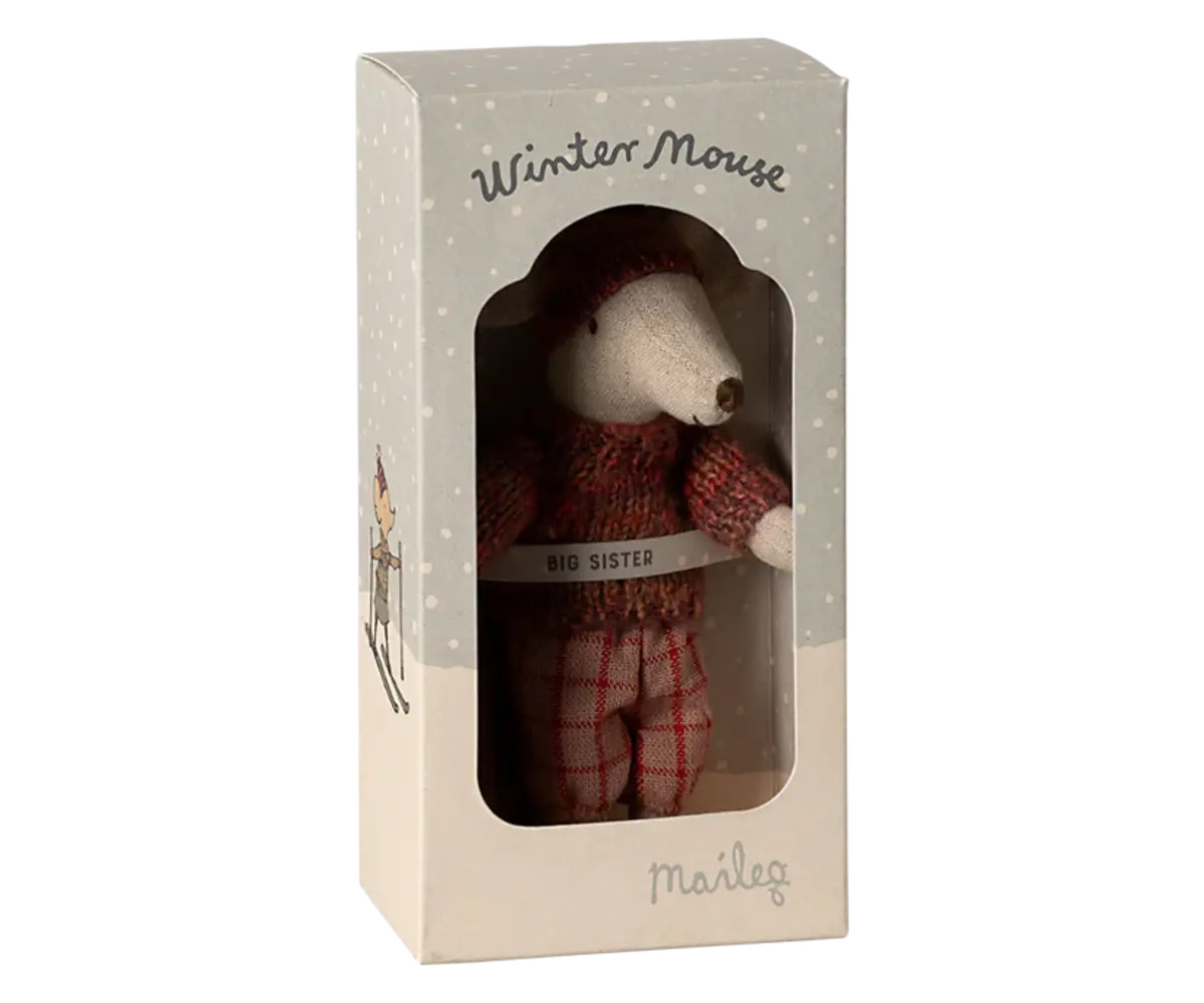Maileg Winter Mouse met ski set Big Sister Rose Maileg Winter Mouse met ski set Big Sister Rose