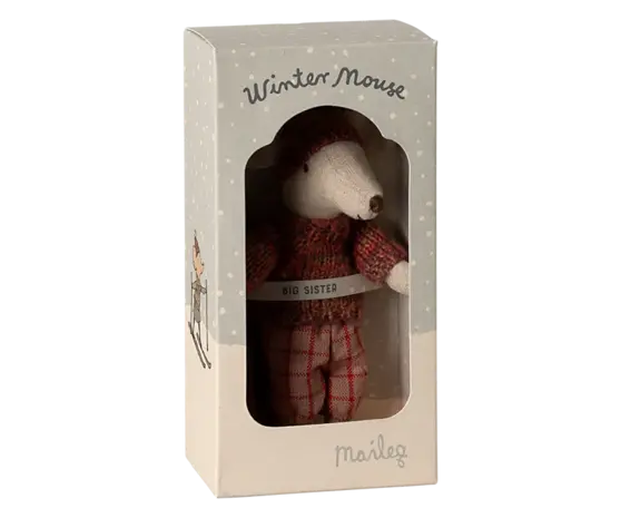 Maileg Winter Mouse met ski set Big Sister Rose Maileg Winter Mouse met ski set Big Sister Rose