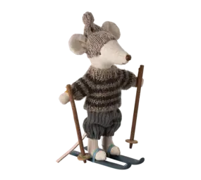 Maileg Winter Mouse met ski set Big brother Grey Maileg Winter Mouse met ski set Big brother Grey