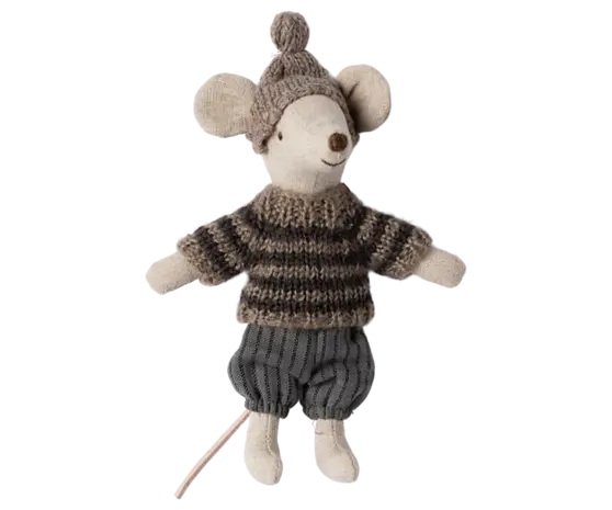 Maileg Winter Mouse met ski set Big brother Grey Maileg Winter Mouse met ski set Big brother Grey