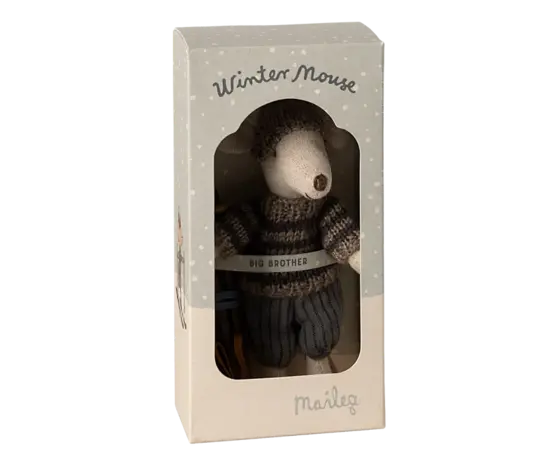 Maileg Winter Mouse met ski set Big brother Grey Maileg Winter Mouse met ski set Big brother Grey