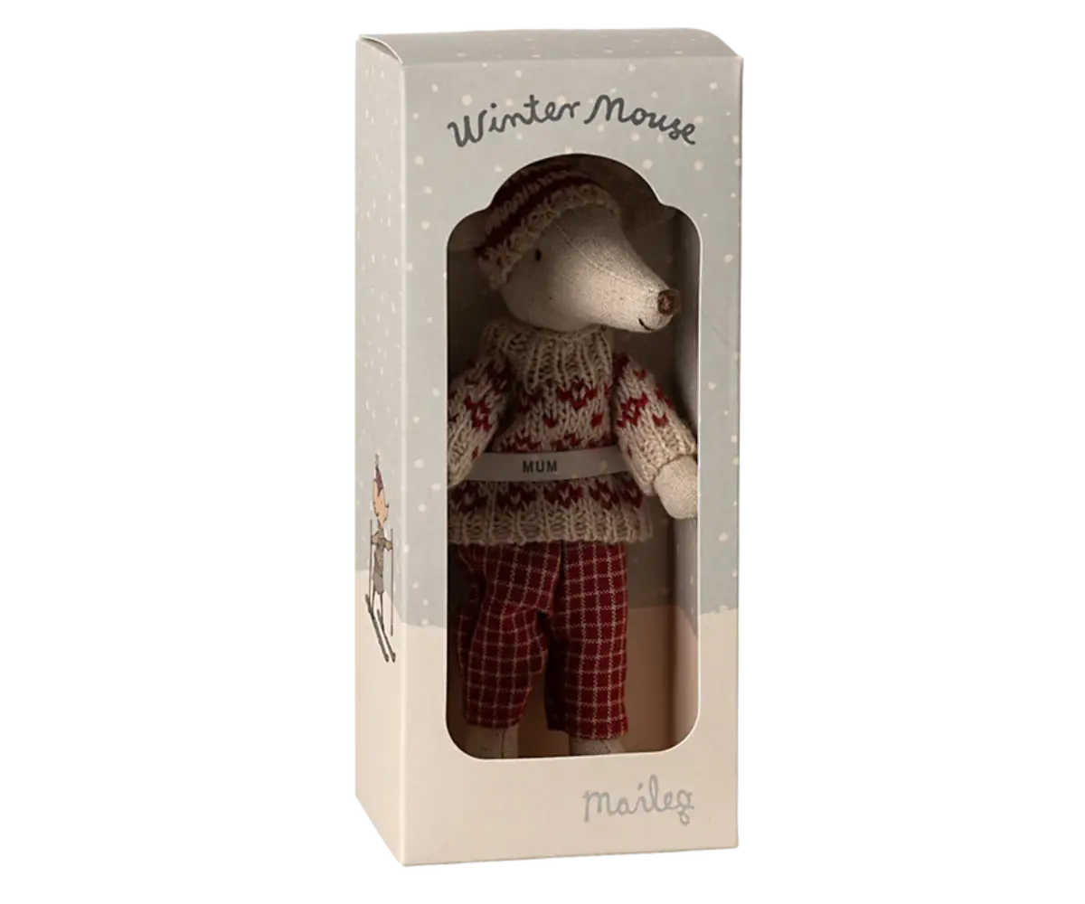 Maileg Winter Mouse met Ski set Moeder Muis Maileg Winter Mouse met Ski set Moeder Muis