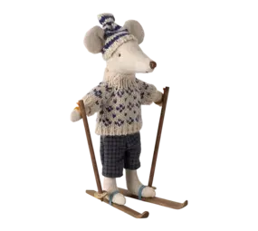 Maileg Winter Mouse met Ski set Vader Muis Blue