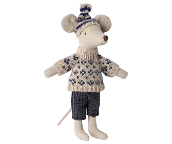 Maileg Winter Mouse met Ski set Vader Muis Blue Maileg Winter Mouse met Ski set Vader Muis Blue