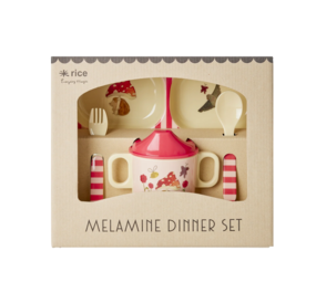 Rice Melamine Baby Cadeauset Happy Forest Pink Rice Melamine Baby Cadeauset Happy Forest Pink