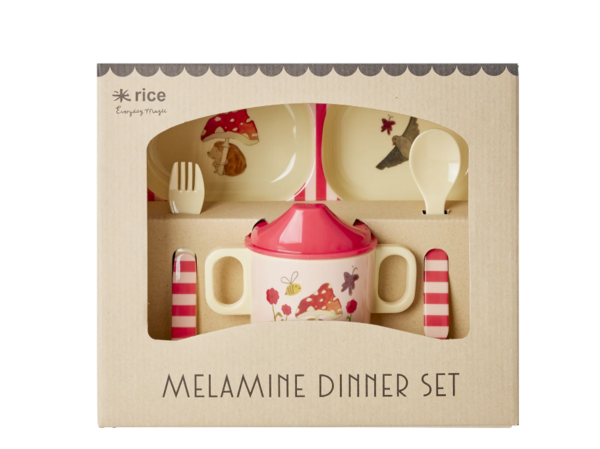 Rice Melamine Baby Cadeauset Happy Forest Pink Rice Melamine Baby Cadeauset Happy Forest Pink