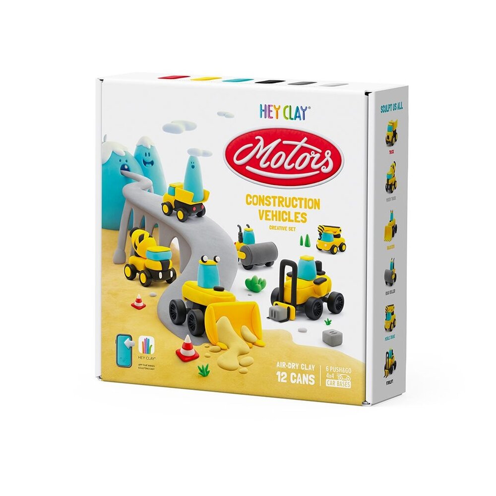 Hey Clay Interactieve Boetseerklei Construction Vehicles  (12 kleuren) Hey Clay Interactieve Boetseerklei Construction Vehicles  (12 kleuren)