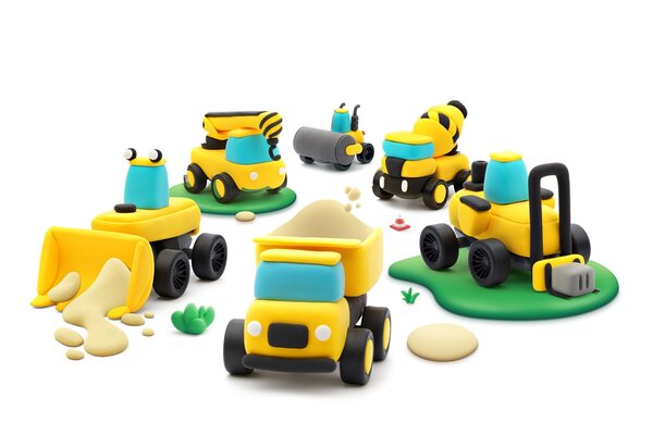 Hey Clay Interactieve Boetseerklei Construction Vehicles  (12 kleuren) Hey Clay Interactieve Boetseerklei Construction Vehicles  (12 kleuren)