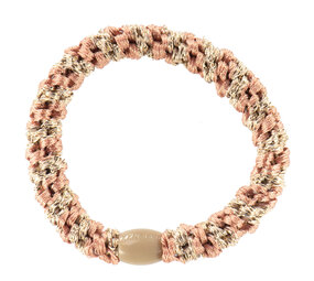 Kknekki Haarelastiekje Peach Coral Beige Stripe Glitter Kknekki Haarelastiekje Peach Coral Beige Stripe Glitter