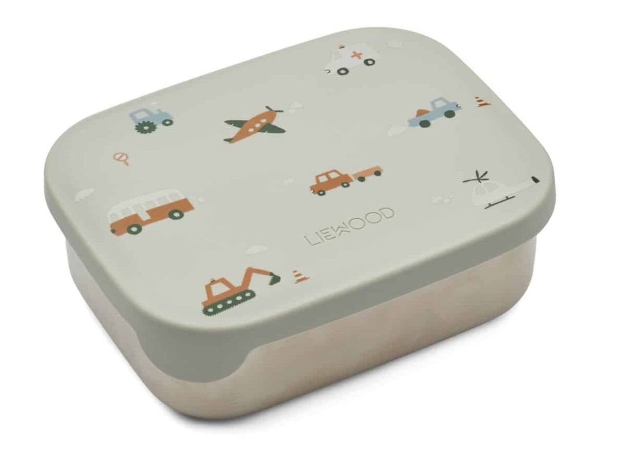 Liewood Lunchbox Arthur Vehicles Dove Blue Mix Liewood Lunchbox Arthur Vehicles Dove Blue Mix