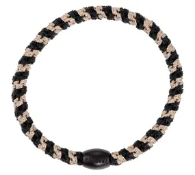 Kknekki Haarelastiekje Slim Black-Beige Glitter Stripe Kknekki Haarelastiekje Slim Black-Beige Glitter Stripe