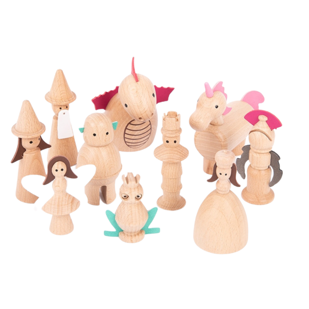 Houten betoverende figuren set van 10 afbeelding