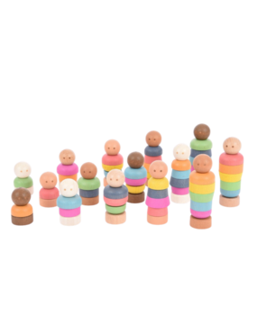 TickiT Houten Stapel Poppen Regenboog set van 75