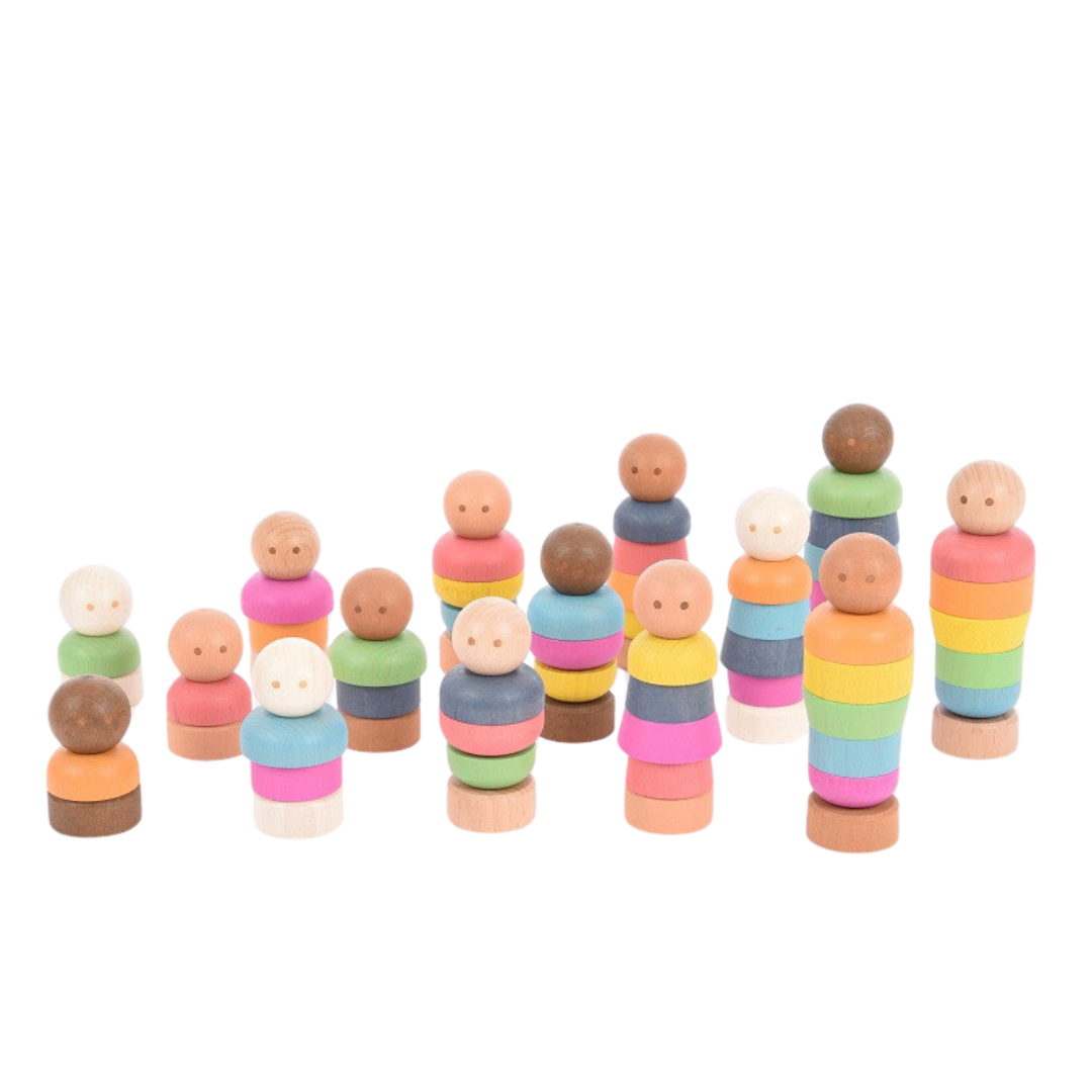 Houten Stapel Poppen Regenboog set van 75 afbeelding