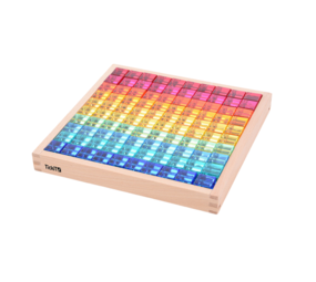 TickiT Houten spiegelbak met transparante blokken TickiT Houten spiegelbak met transparante blokken