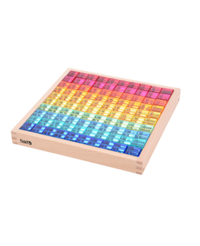 TickiT Houten spiegelbak met transparante blokken TickiT Houten spiegelbak met transparante blokken