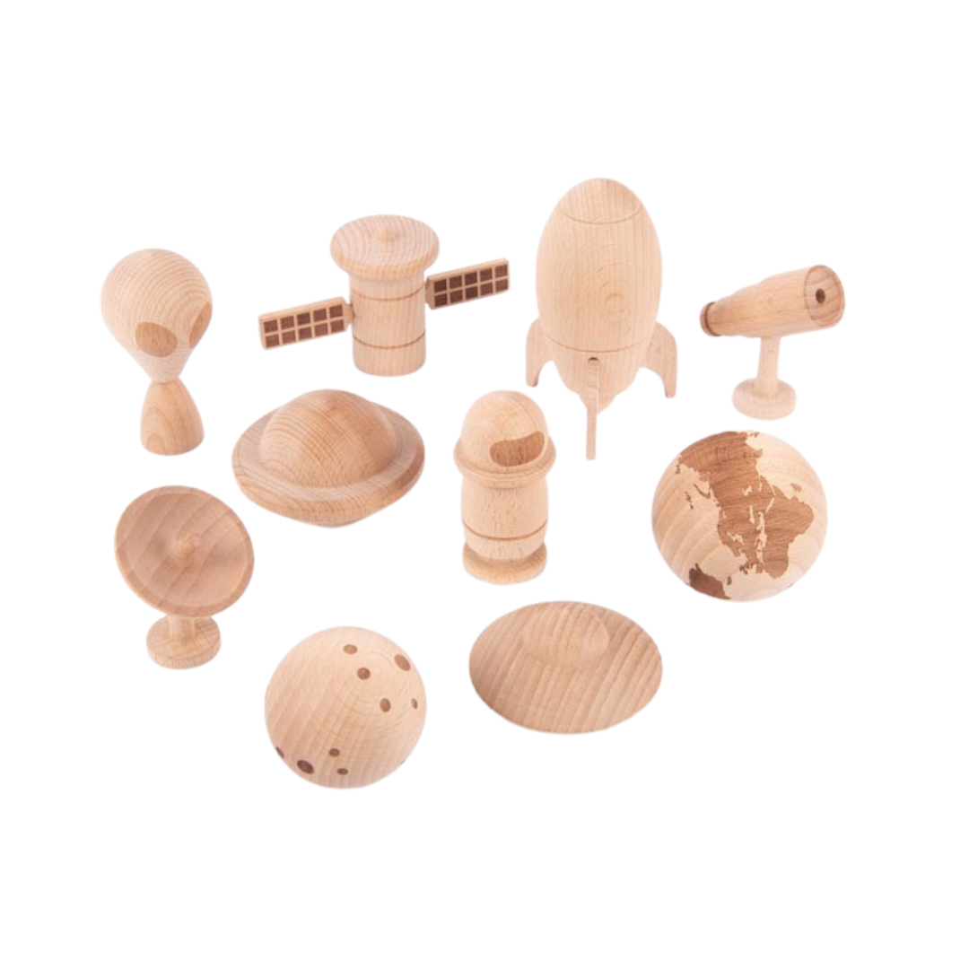 Houten speelfiguren Space Adventure afbeelding
