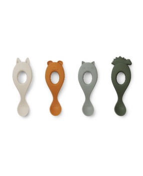 Liewood Liva Set Siliconen Lepels (4 stuks) - Hunter Green Mix