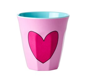 Rice Melamine Beker Pink Heart Medium Rice Melamine Beker Pink Heart Medium