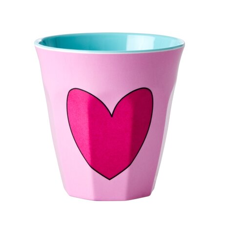 Rice Melamine Beker - Medium - Pink Heart Rice Melamine Beker - Medium - Pink Heart