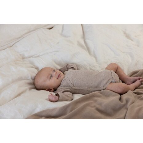 Feetje Babykleding Wikkelromper Rib Taupe Melange Feetje Babykleding Wikkelromper Rib Taupe Melange