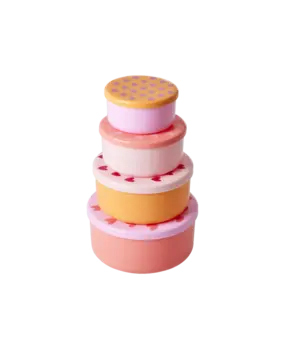 Rice Ronde Bakjes set van 4 Heart Print Rice Ronde Bakjes set van 4 Heart Print