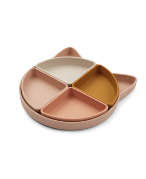 Liewood Siliconen Bord met Vakken Arne Cat Rose Multi Mix