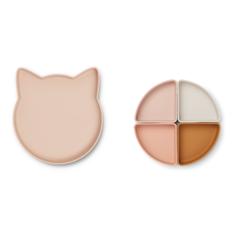 Liewood Siliconen Bord met Vakken Arne Cat Rose Multi Mix Liewood Siliconen Bord met Vakken Arne Cat Rose Multi Mix