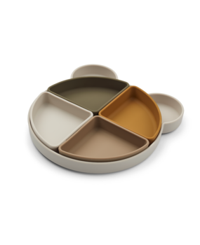 Liewood Siliconen Bord met Vakken Arne Mr Bear Sandy Multi Mix