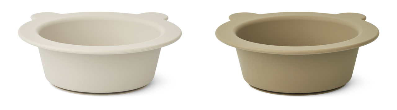 Liewood Siliconen Kom met Zuignap Peony 2-pack Sandy Oat Liewood Siliconen Kom met Zuignap Peony 2-pack Sandy Oat