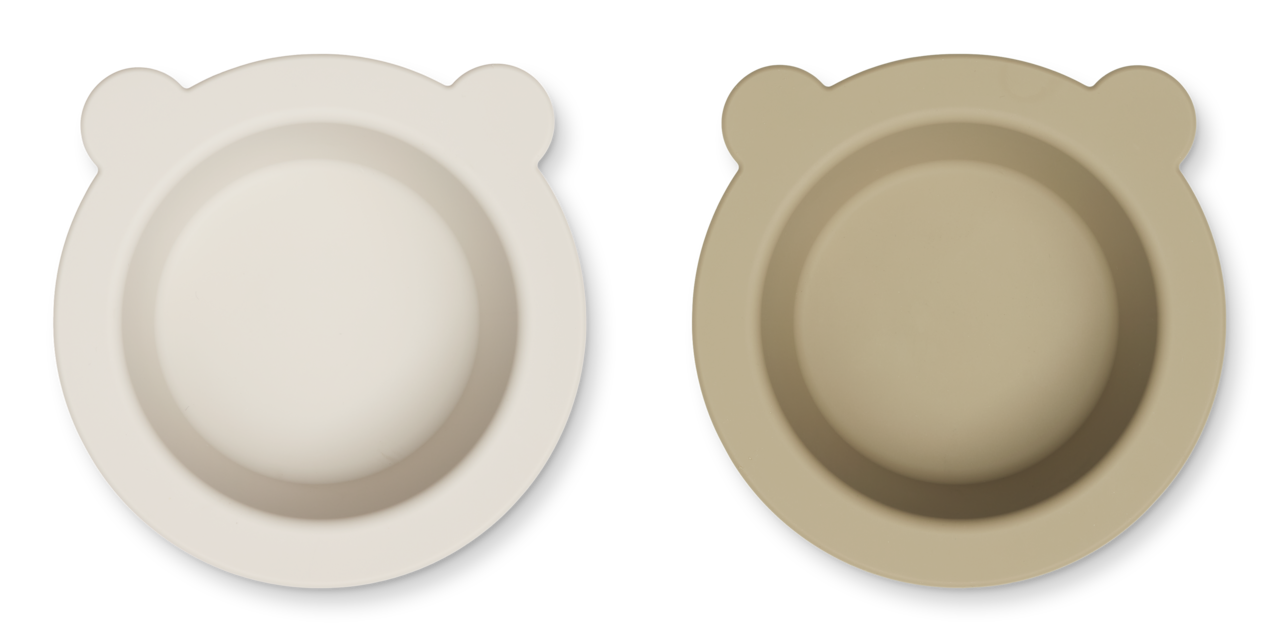 Liewood Siliconen Kom met Zuignap Peony 2-pack Sandy Oat Liewood Siliconen Kom met Zuignap Peony 2-pack Sandy Oat