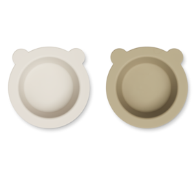 Liewood Siliconen Kom met Zuignap Peony 2-pack Sandy Oat Liewood Siliconen Kom met Zuignap Peony 2-pack Sandy Oat