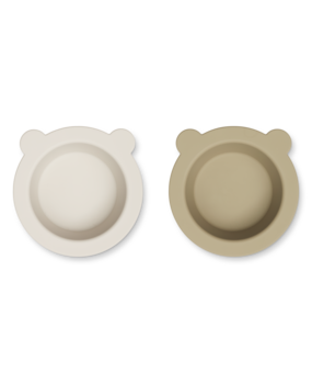 Liewood Siliconen Kom met Zuignap Peony 2-pack Sandy Oat