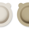 Liewood Siliconen Kom met Zuignap Peony 2-pack Sandy Oat