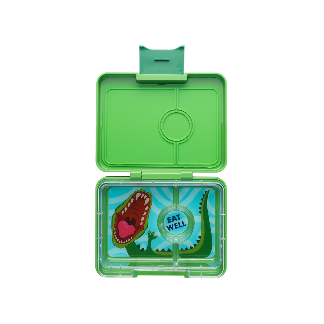 Yumbox Snack 3 vakken Jurassic Green Dinosaur tray afbeelding