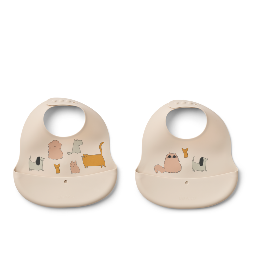 Liewood Slab Siliconen Ember 2-pack Cats and Dogs Sandy Liewood Slab Siliconen Ember 2-pack Cats and Dogs Sandy