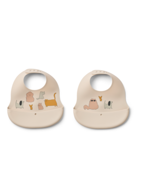 Liewood Slab Siliconen Ember 2-pack Cats and Dogs Sandy