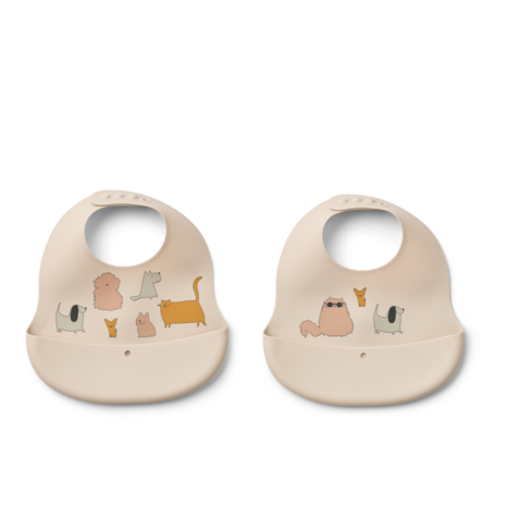 Liewood Slab Siliconen Ember 2-pack Cats and Dogs Sandy Liewood Slab Siliconen Ember 2-pack Cats and Dogs Sandy