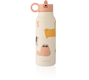 Liewood Drinkfles Falk Water Bottle 350 ml Cats and Dogs Sandy Liewood Drinkfles Falk Water Bottle 350 ml Cats and Dogs Sandy