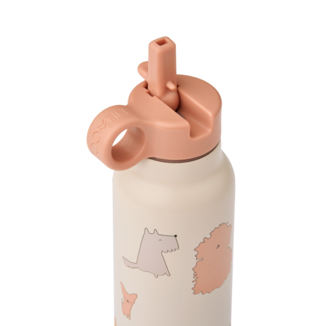 Liewood Drinkfles Falk Water Bottle 350 ml Cats and Dogs Sandy Liewood Drinkfles Falk Water Bottle 350 ml Cats and Dogs Sandy